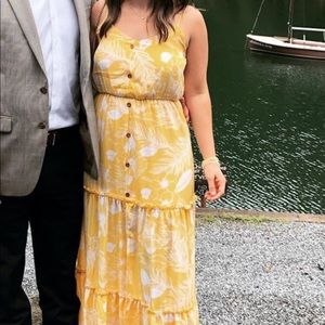 Yellow skinny strap maxi dress